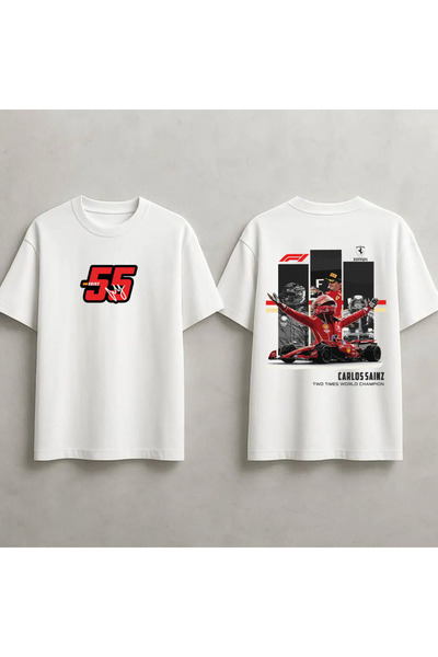 STİL-X Μπλουζάκι Carlos Sainz F1 με στάμπα, Unisex, 100% βαμβακερό, Oversize