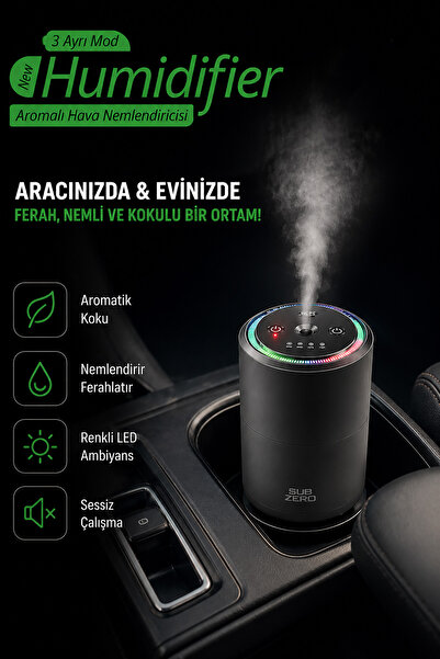 EXENAR RGB Otomatik Buharlı Araç Parfümü Aromalı Koku Difüzörü Şarjlı 1000mAh Buharlı Hava Nemlendirme