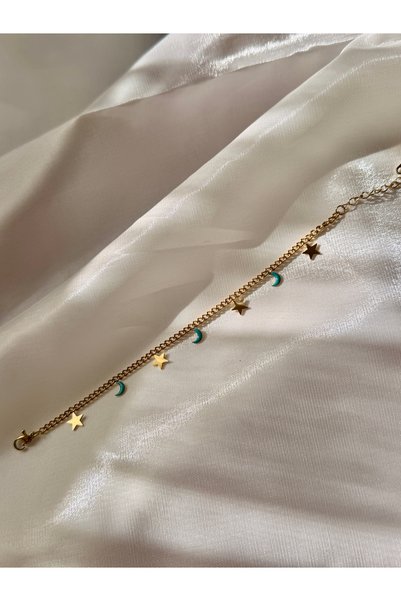 Melanj Craft Moon & Star Steel Bracelet - Gold