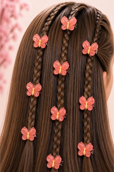 MakeWell Pink Butterfly Clip Hairpin Set – Brightly Colored Hair Accessory fo...