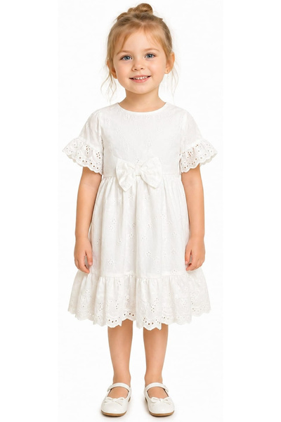 İrem Çocuk Giyim Girl's Lace-Up Front Ribbon Detailed Back Zipper Closure Lin...