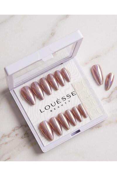 Louésse Rose Chrome Takma Tırnak 12’li – Ayna Efektli Parlak Rose Gold Nail Set