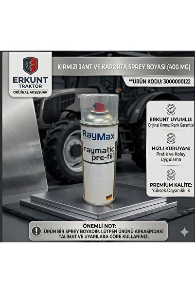 ERKUNT TRAKTÖR KIRMIZI JANT VE KAPORTA SPREY BOYASI (400 MG)