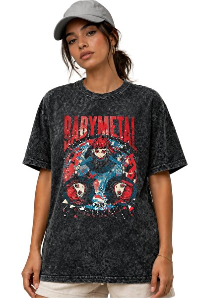 SEVBANO Tricou BabyMetal Rock Metal Music Band, imprimat pe față, unisex, ove...