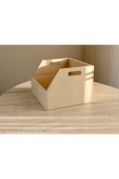 Limon Dekor Doğal Ahşap LP Plak Sandığı 12" Renksiz Verniksiz - Organizer Kutu - Natural Wooden LP Record Box 12"