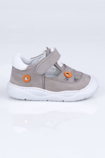 Sibel S.023 Genuine Leather First Step Sandals İ.B.-White-Grey - 23