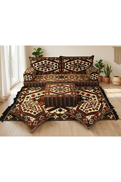 FEYZA DECOR HOME Şark Köşesi Takımı - Otantik Kilim Desenli Yer Minderi Seti ...