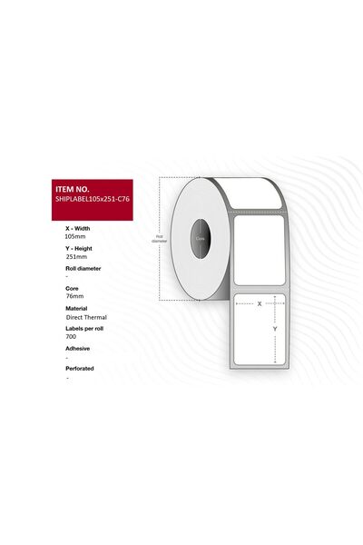 CAPTURE Etichetă de expediere 105 x 251 mm, Tub interior 76 mm. Etichete term...