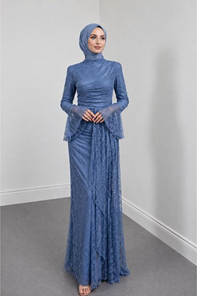 STİLZARAFET Fish Cut Lace Fabric Evening Dress