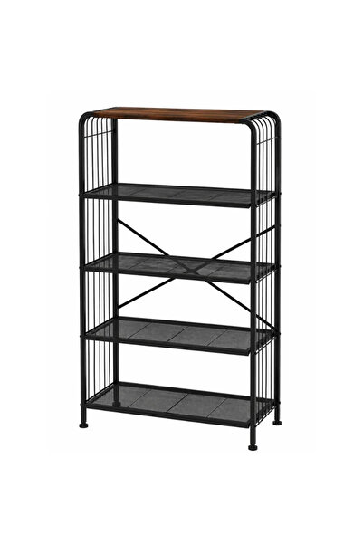 OEM Raft depozitare metalic 4 polite, etajera organizare, 58x28x144.5 cm - Negru