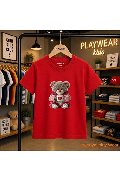 playwear Μπλουζάκι Unisex για παιδιά με στάμπα αρκούδα που πίνει καφέ, 100% π...