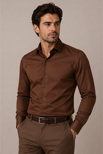 cathe cat Men's Slim Fit Shirt Long Sleeve Classic Stylish Office Casual Cott...