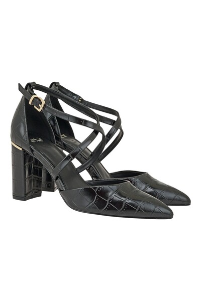 Exe Shoes Γυναικείες Γόβες 700-288 Μαύρο Κροκό Ματ V1700288497N