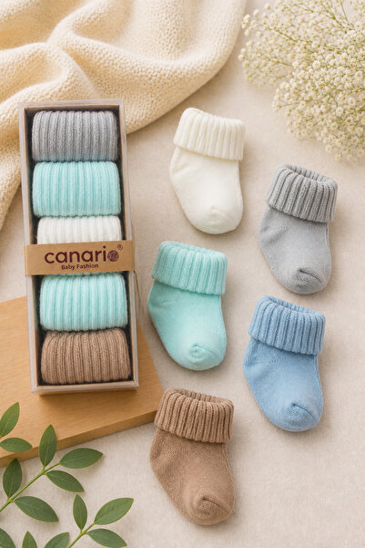 EYMİRGİYİM Organik % 100 Pamuk Unisex 5'li Kutulu Premium Yeni Doğan Bebek Ço...