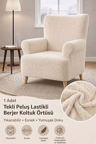 seltenet Yumuşacık Welsoft Lastikli Tek Kişilik Koltuk Örtüsü Kaymaz Esnek Yı...