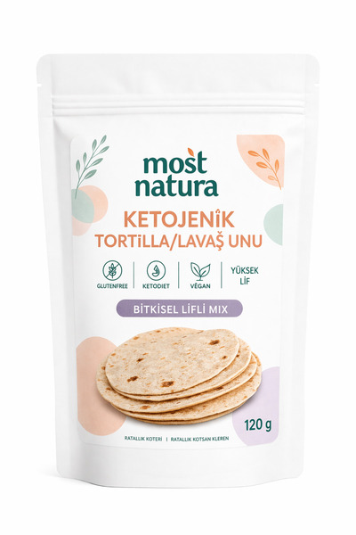 MOST NATURA Ketojenik Tortilla lavaş bitkisel lifli düşük karbonhidrat mix 120gr