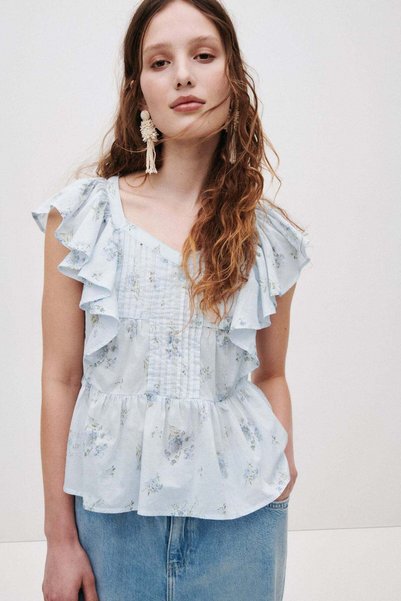 H&M Frill-trimmed cotton top