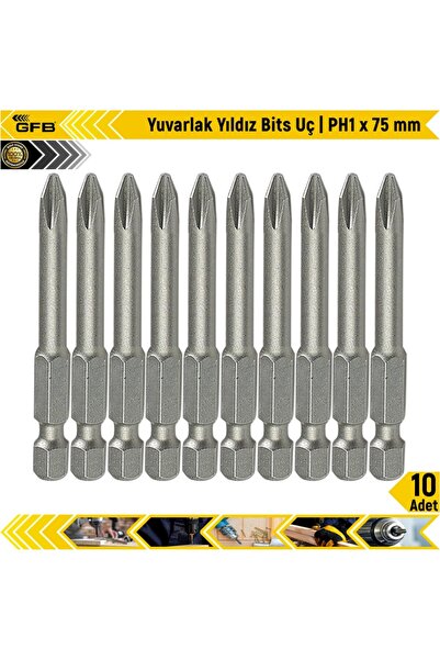 GFB Yuvarlak Yıldız Bits Uç I Ph1 x 75 mm 10 Adet