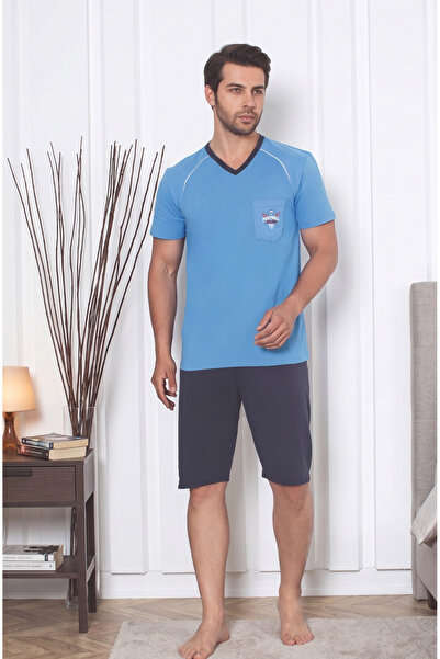 embody Pantaloni scurți din bumbac pentru bărbați, set de vară, albastru, blu...