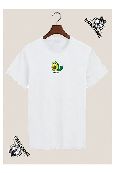 MarkaTurko Avocato Special Design Printed White T-Shirt