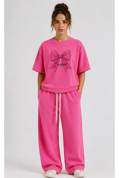 ZAVIXO Women's Oversized Printed T-Shirt Bow Patterned 100% Cotton Comfortabl...