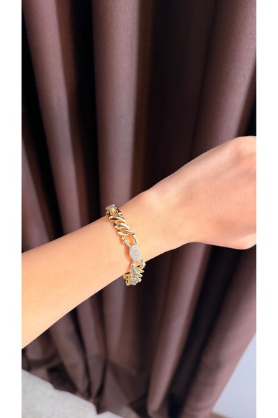 LOISY Women's Gold & Stone Detailed Gourmet Bracelet