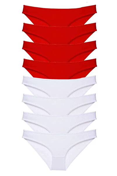 Mestore 8 Pieces Super Eco Set Lycra Women's Slip Panties Red White