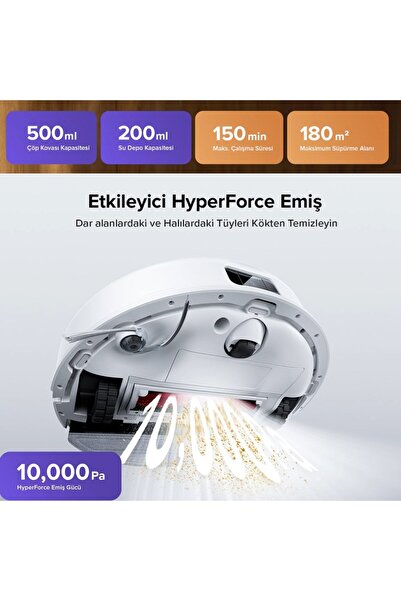 Roborock 10000Pa HyperForce PreciSense LiDAR Navigasyon VibraRise 2.0 Paspas ...