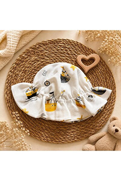 LUMİBABY BUTİK 100% Cotton Double-Layered Muslin Baby Hat (Suitable for 6 Mon...