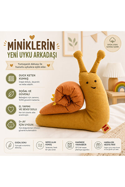 Home Salyangoz Figürlü Uyku Arkadaşı Dekoratif Çocuk Yastık Çocuk Odası 47X45 cm