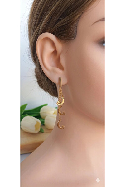shop Lunessia Kadın Gold 316L Çelik Asimetrik Yılan Ve Burgu Zincirli Ginkgo ...