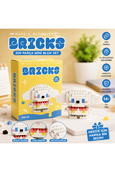 Bricks Mini Blok Oyuncak Seti – Sevimli Karakter Yapım Kiti 200 Parça (Eğitic...