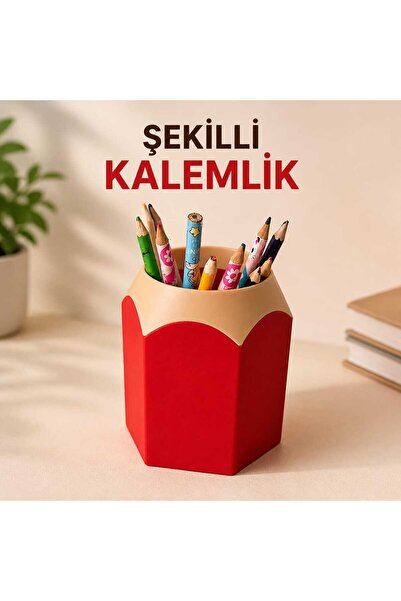 Luvena Kalem Şeklinde Kalemlik Masaüstü Organizer Kalem Tutucu Kırtasiye Düze...