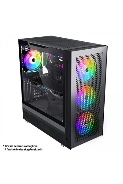 J-TECH 4 RGB Fanlı ARGB Mesh E-ATX Gaming Kasa | USB 3.0 | PSU Yok