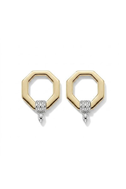 h&b design jewel Steel Hexagon Detail Earrings