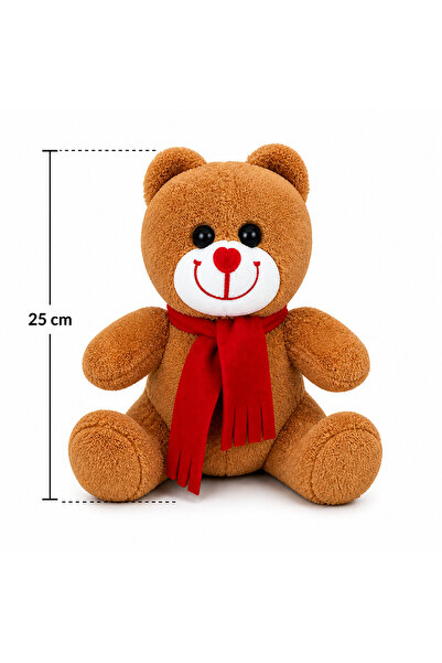 AsefKids Kırmızı Atkılı kahverengi Renkli Sevimli Romantik Yumuşak Ayıcık 25 ...