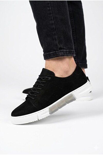Voyager Erkek Siyah Hakiki Deri Ortopedik Tabanlı Günlük Sneaker Ayakkabı