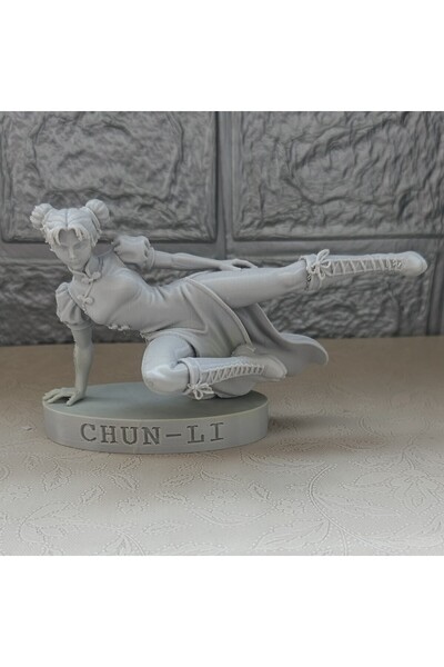 Street Fighter Chun-Li 3D Baskı Figür - 12 cm Boyanabilir Ham Obje / DIY Hobi Figürü