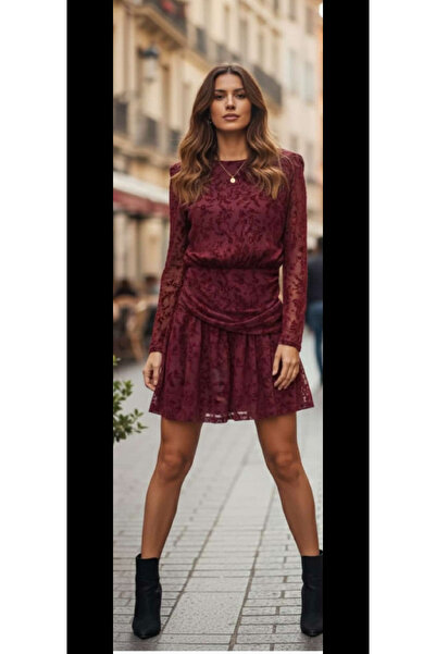 Yaren Moda Elbise güpürlü Elbise boy:83 cm)
