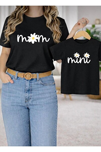 No Plan تي شيرت مطبوع عليه ANNE-KIZ MOM-MINI PAPATYA [أضف قطعتين إلى السلة لع...