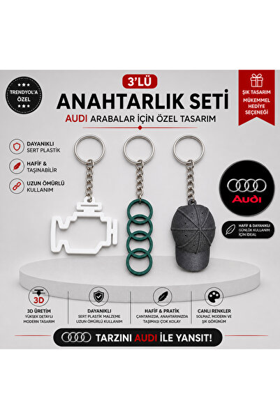 GECE 3D ARABACILARA ÖZEL AUDİ 3’LÜ ANAHTARLIK SETİ