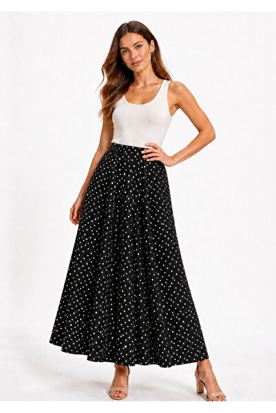 Avakado Polka Dot Patterned Chiffon Skirt
