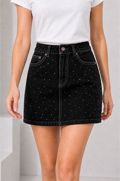 STOREBARS Taşlı Jean Mini Etek