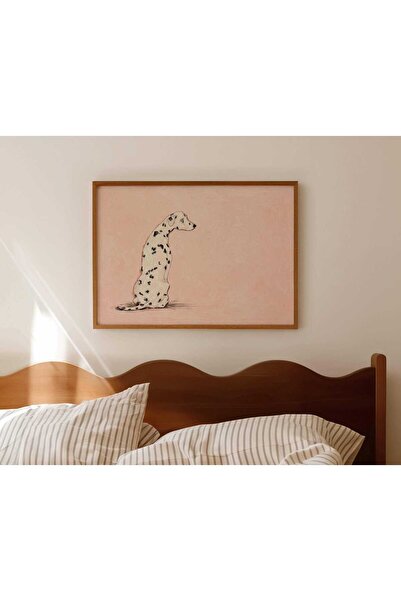 NinaStore Minimalist Dalmaçyalı Köpek Pembe Yağlı Boya Tablo Baskısı - Yatay ...