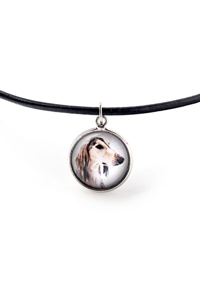 Art - Dog Saluki, ogar persan - pandantiv pentru colier cu fotografia ta, luc...