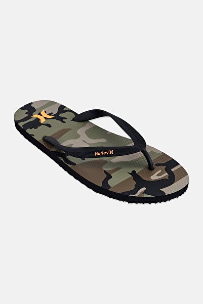 Hurley Men Brand Logo Camouflage Slip On Slippers, Multicolor