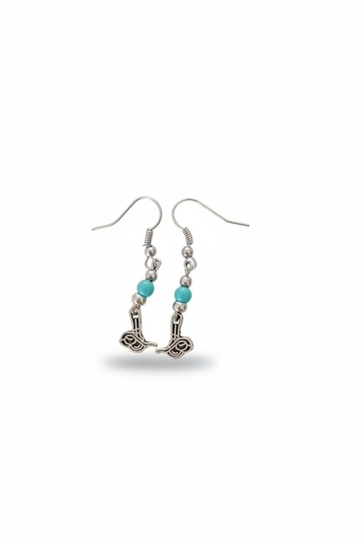 MODAYAŞAR Ottoman Tughra Figured Earrings - Authentic Dangle Earrings with Turquoise Beads