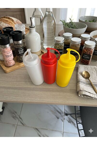 AYSTAR Plastik Yağlık Sosluk Şişesi 500 ml 3 lü