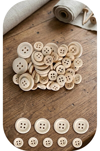 Bluoksweet 60 Pieces of Wooden Mixed Buttons