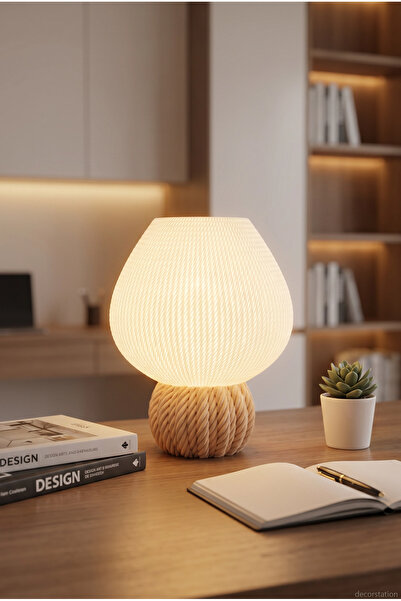 Decorstation Halat Tabanlı Bombeli Masa Lambası | İskandinav Tarzı Dekoratif ...